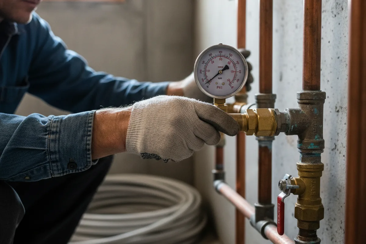 Pressure testing a repaired line during Water Line Repair in Menasha